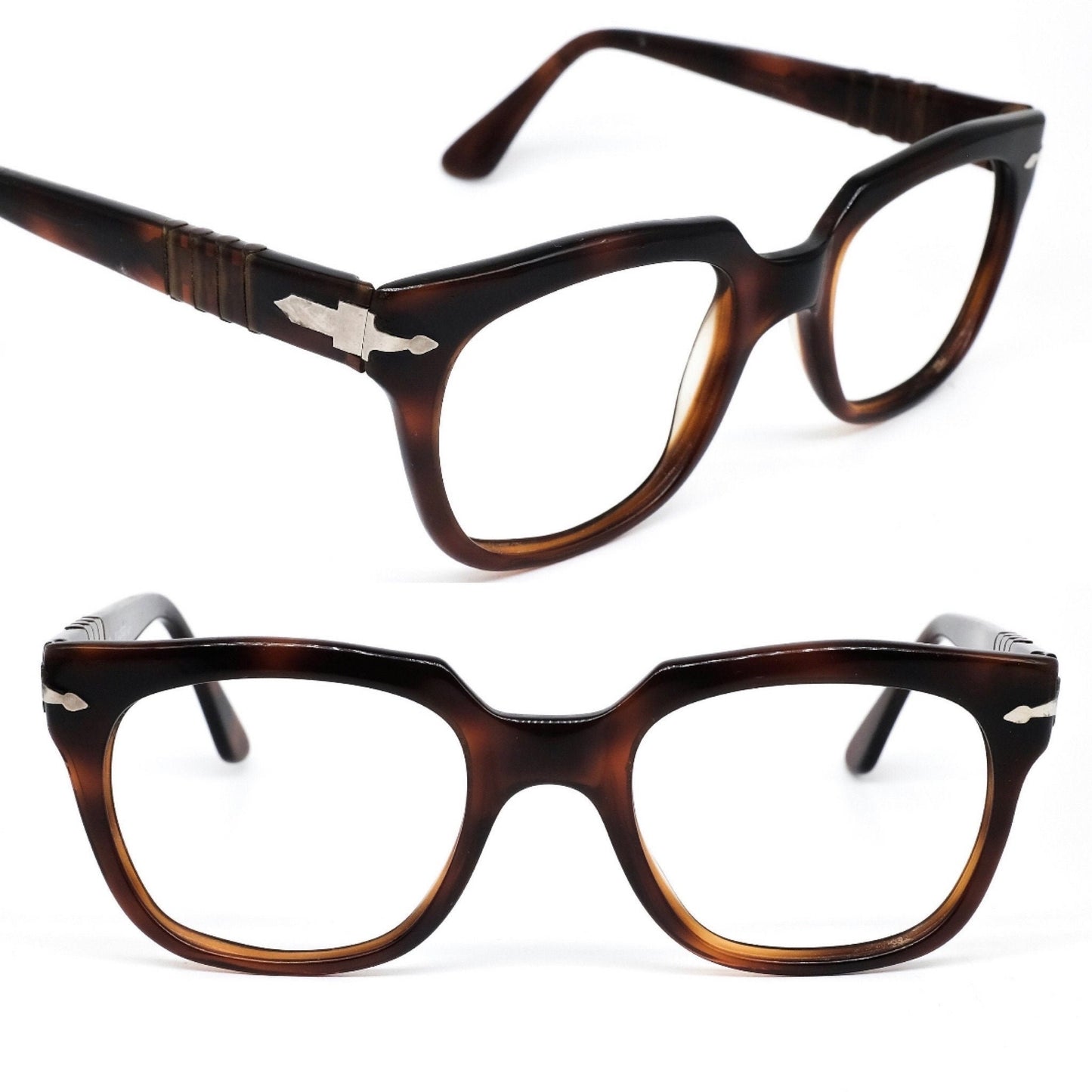 Persol Ratti 6192 classy tortoise square geek eyeglasses frames with classic temples design, NOS 80s Italy