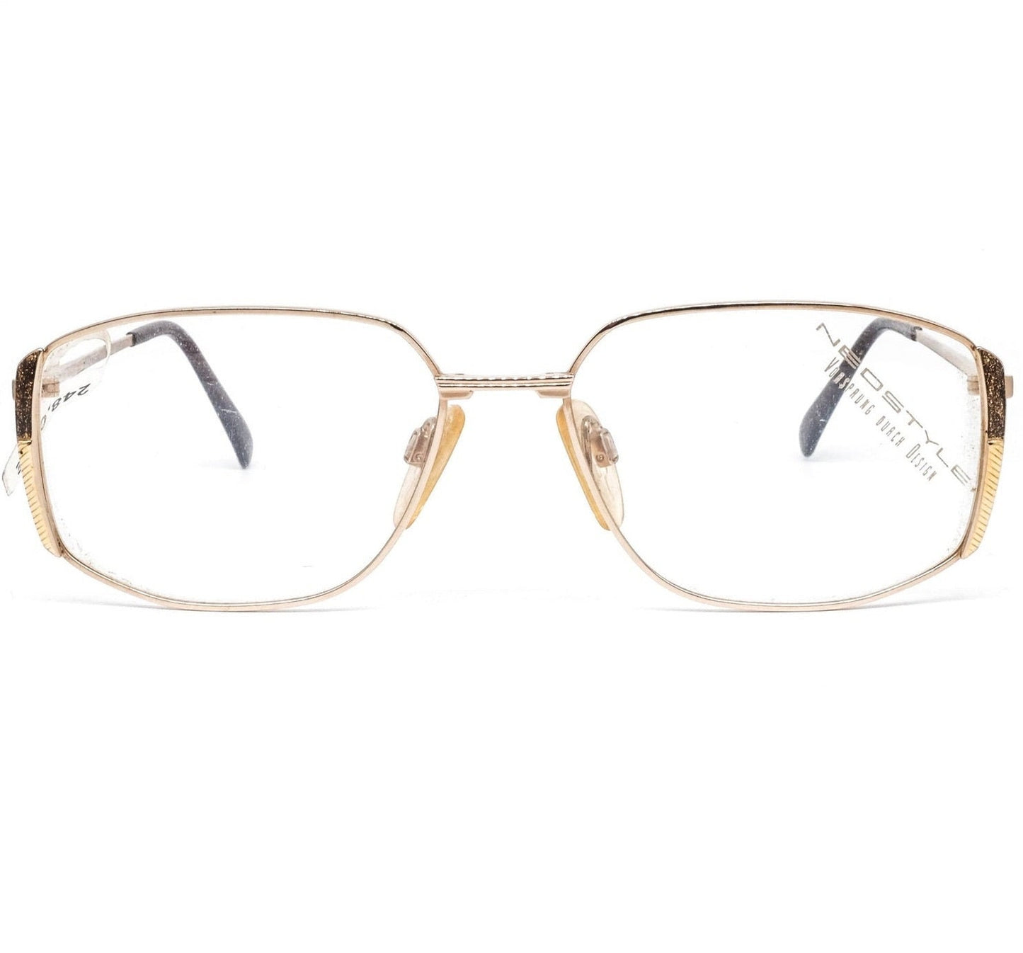 Neostyle 003 335 square golden geeky eyeglasses frames, 1980s NOS France