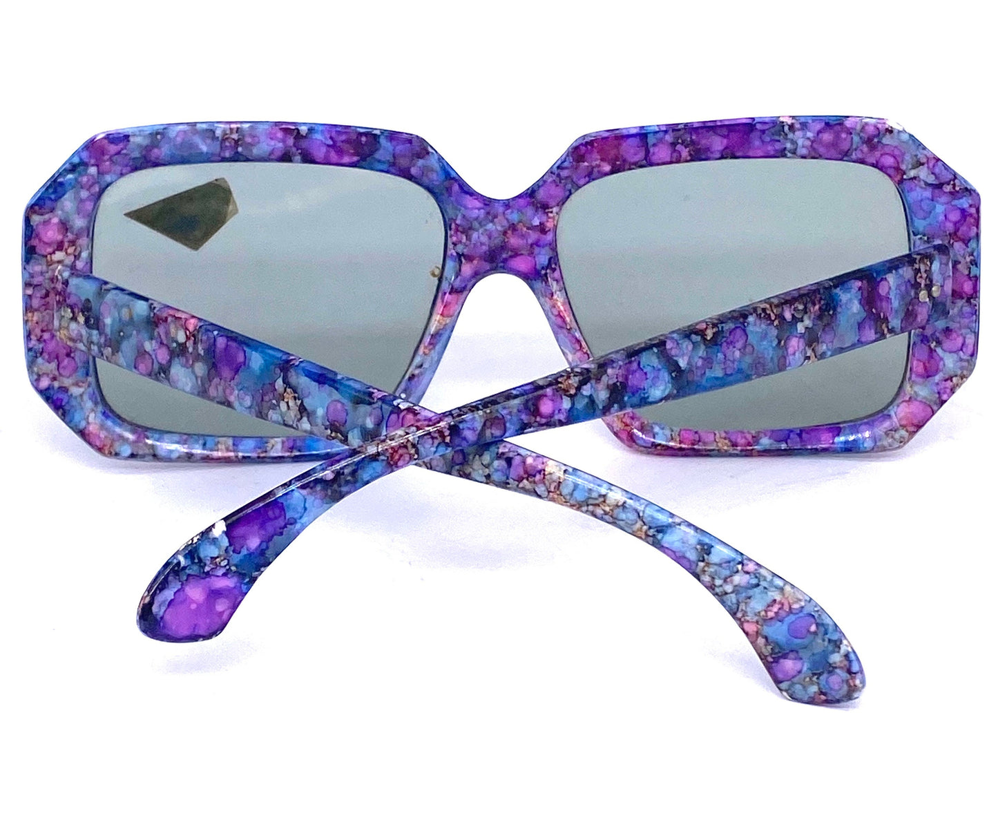 Ato France collectible squared oversized sunglasses w psychedelic texture, NOS