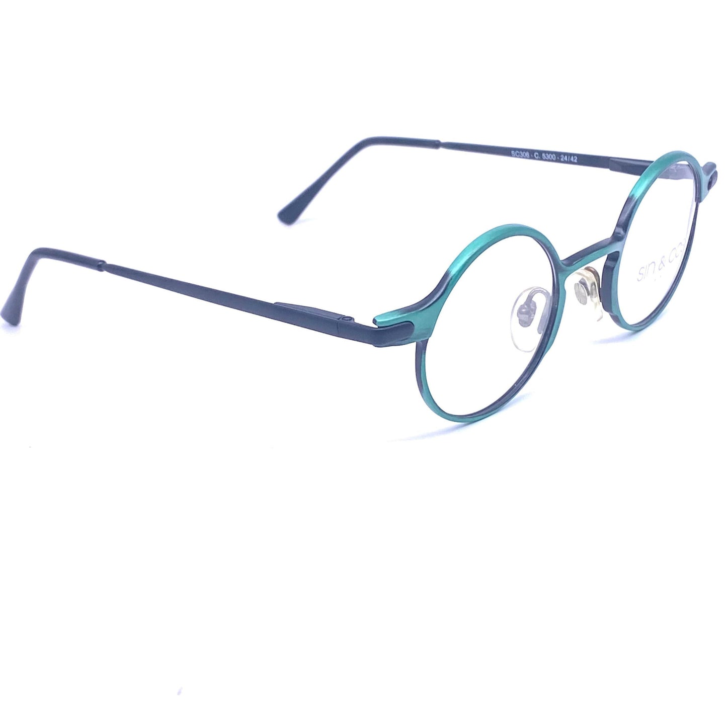 Sin&Cos green metal round avant garde glasses frames made in Italy