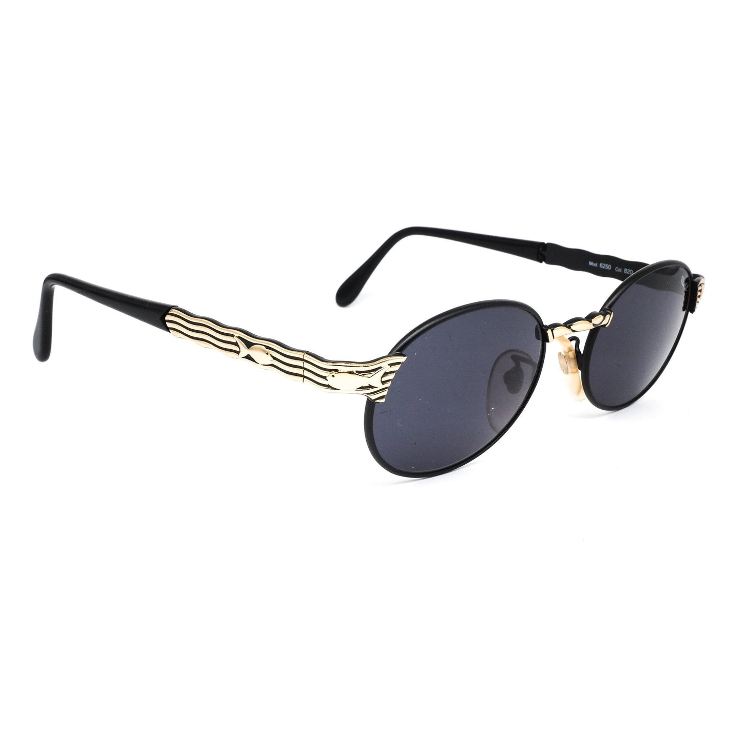 Pisces- Village by Marcolin oval black golden round sunglasses Italy 80 NOS