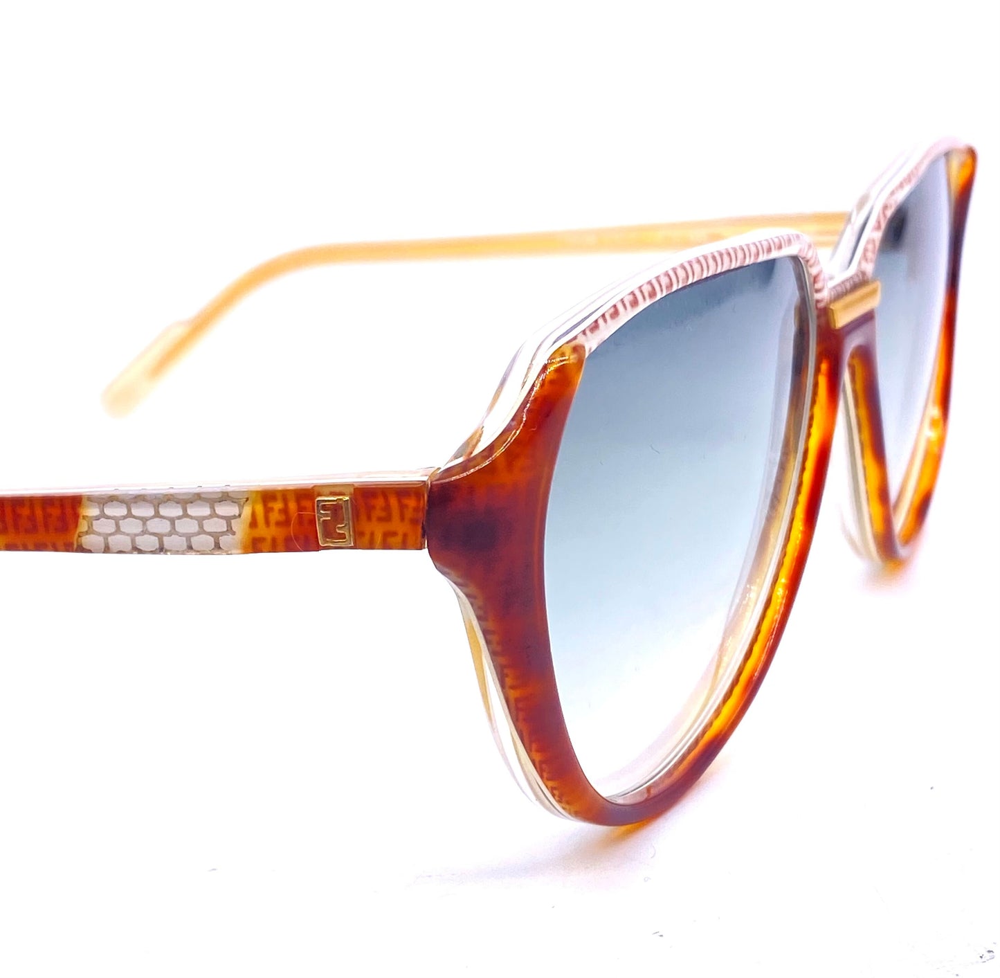 Fendi FV48 monogram drop shaped cello sunglasses made in Italy, 80s NOS
