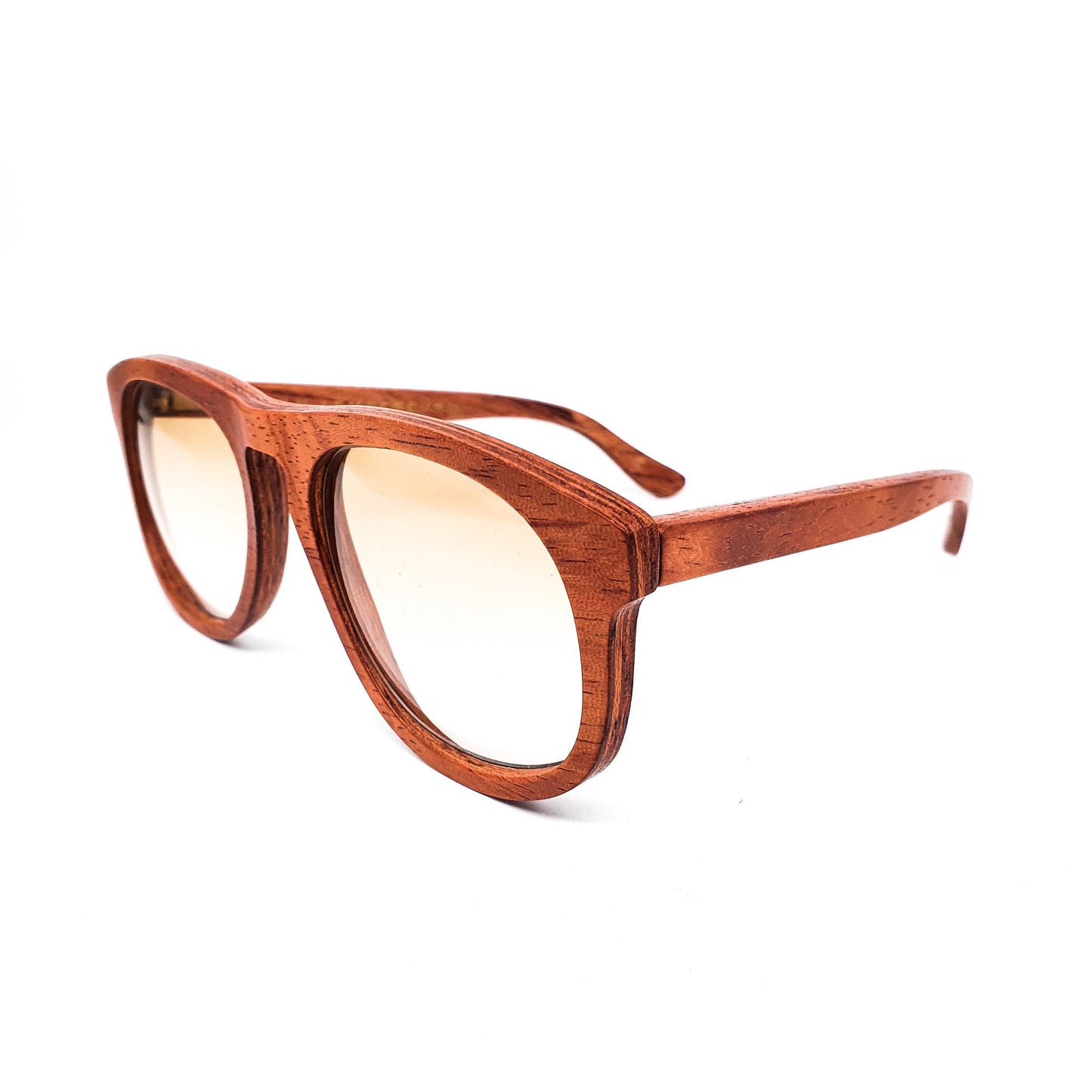 Jean Lempereur woodline aviator rosewood sunglasses fade lenses, NOS 1980s Handmade France