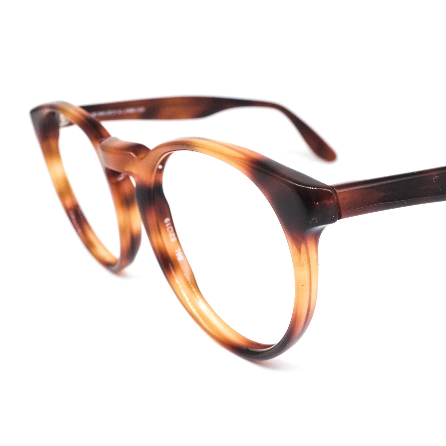 Bausch and Lomb B&L vintage brown tortoise acetate round pantos style eyeglasses frames with keyhole bridge, 1980s NOS USA