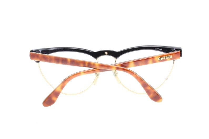 Missoni m179 golden cateye glasses w demi blonde cello brows & temples, NOS 80s Italy