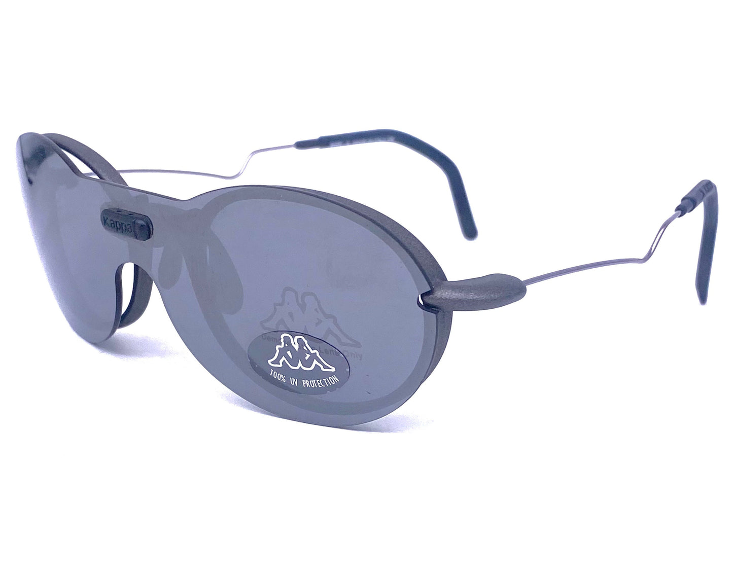 Kappa Gara1 clip-on sport wrap oval sunglasses- eyeglasses frames made in Italy, early 2000 NOS