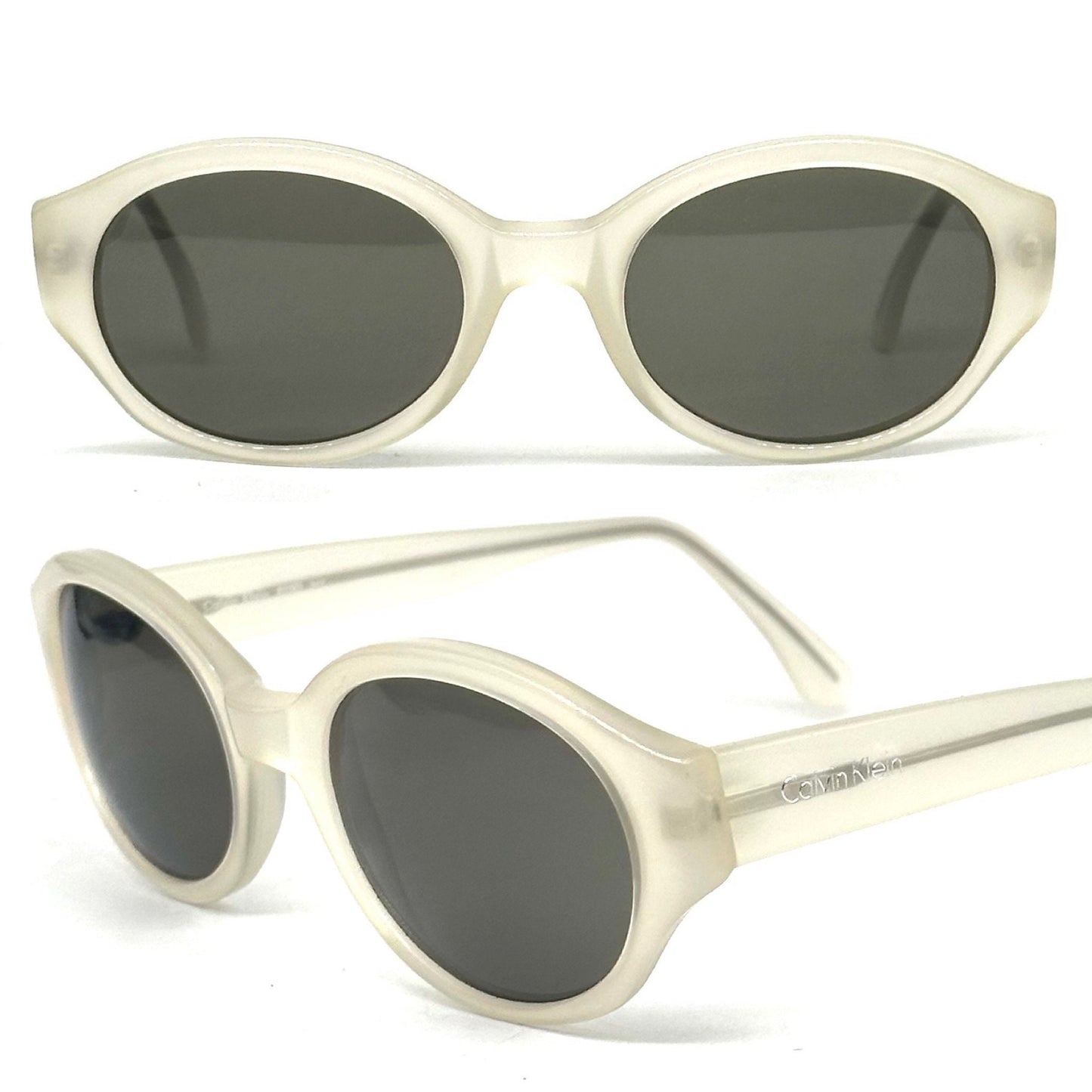 Calvin Klein 619S cool oval clear cello sunglasses made in Italy, 90s NoS