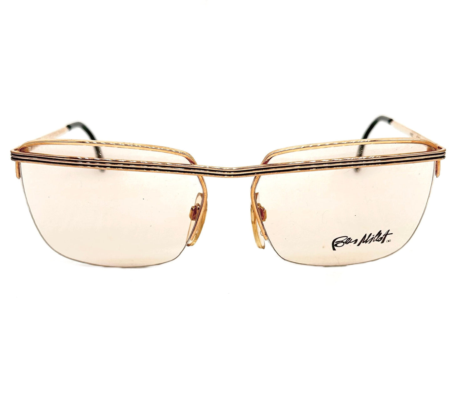 Ben Millot F400 square half rim golden metal eyeglasses frames Made in France in the 80s, 2 colors