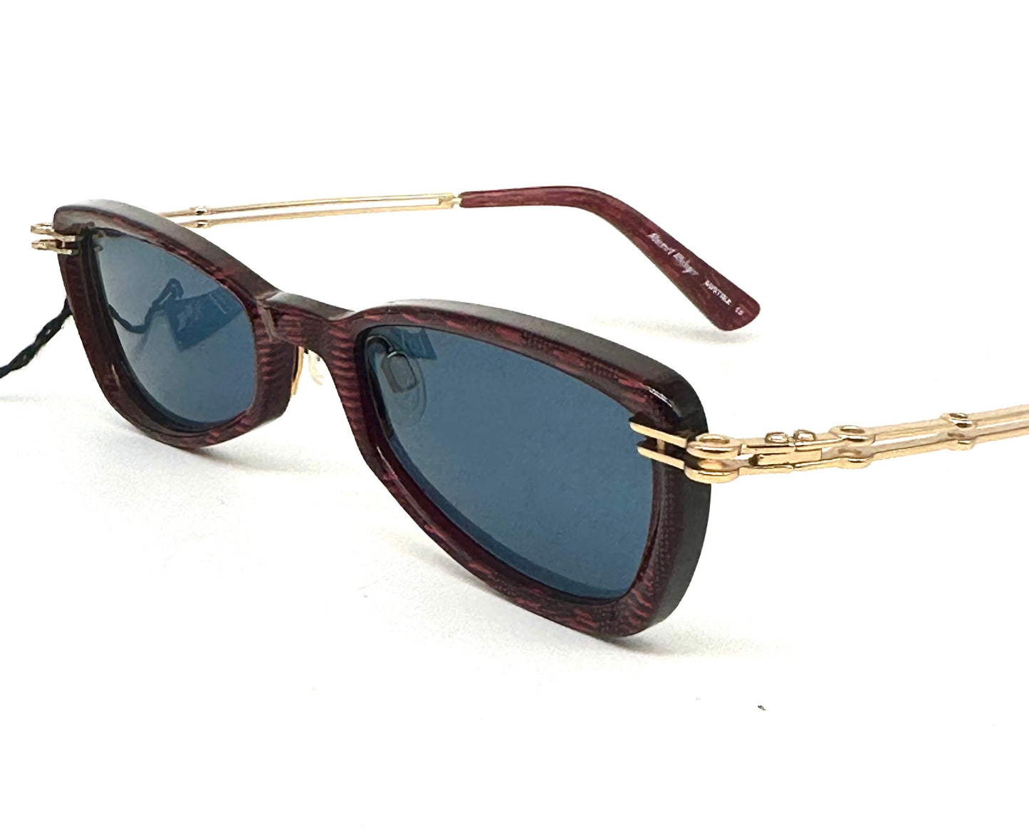 Robert Rudger burgundy gold steampunk sunglasses made in Austria, rare 90s NOS