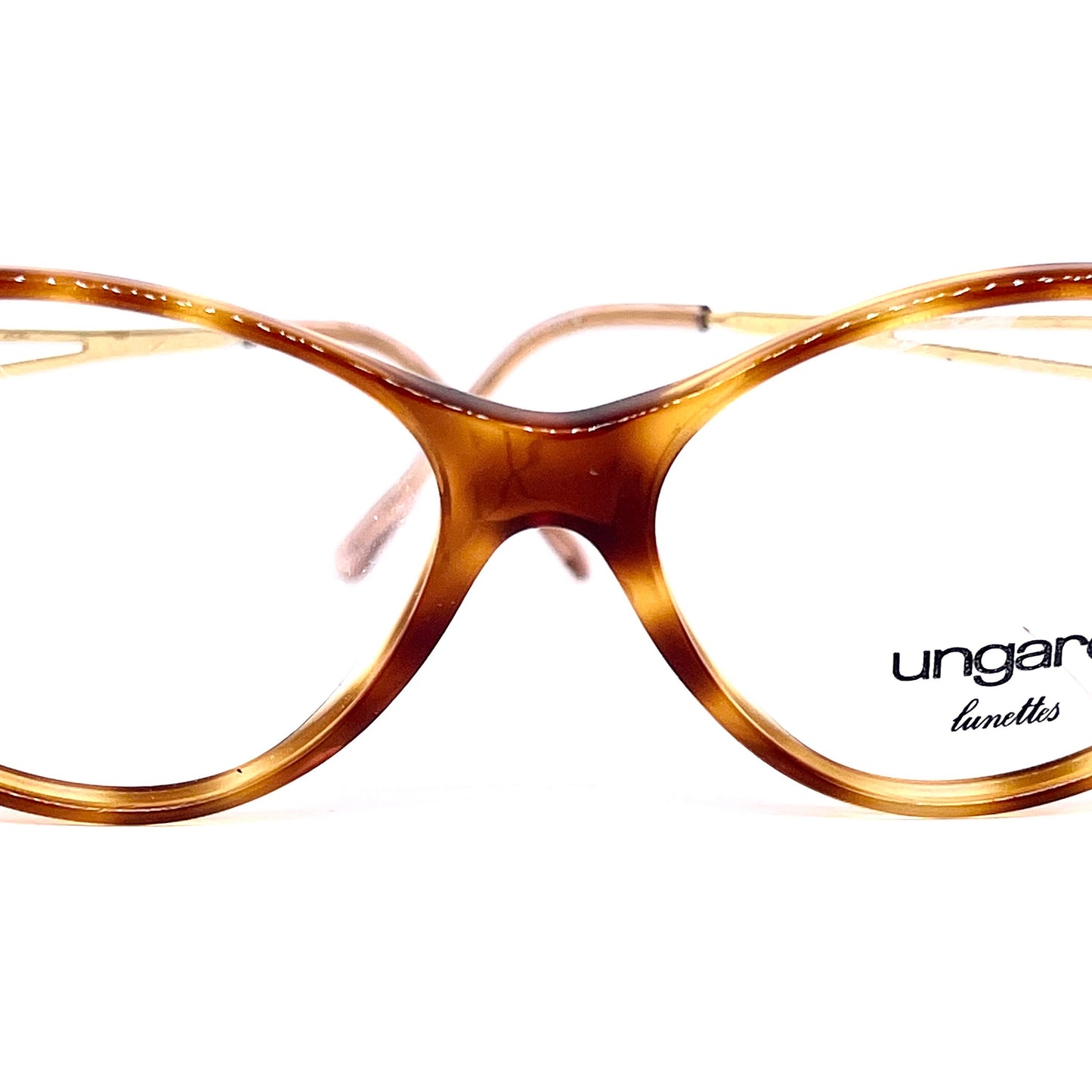 Persol Ungaro U582 tortoise cateye eyeglasses with golden metal temples/ hinges, made in Italy, 80s NOS