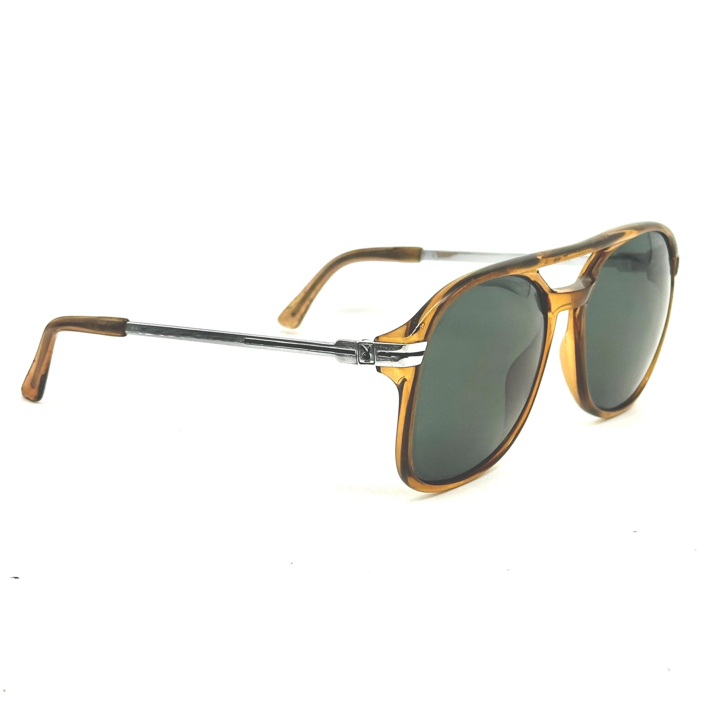 Playboy 4508 vintage oversize aviator transparent brown sunglasses, NOS 80s Germany