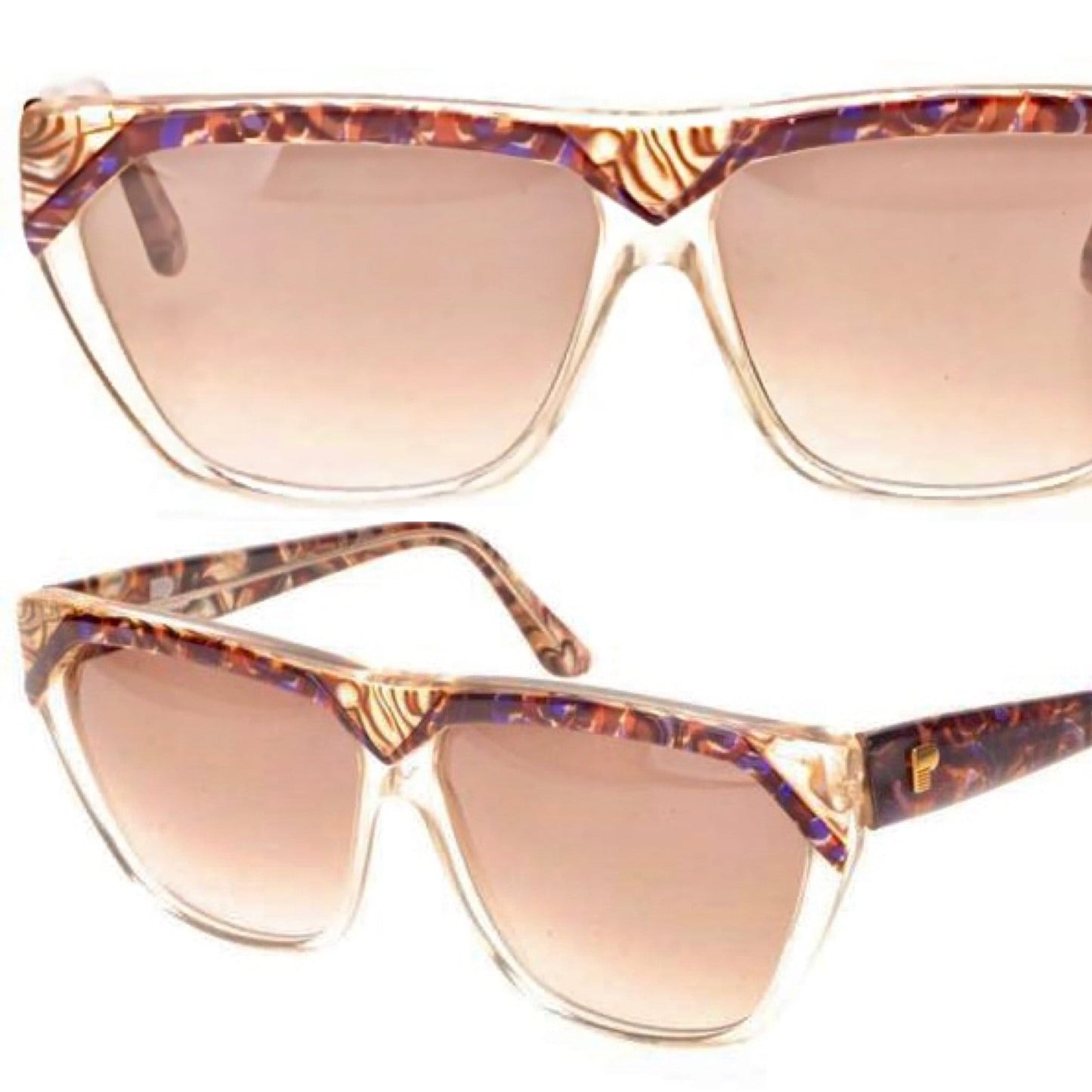 Premier oversized square sunglasses with an incredible shell alike mother pearl texture, NOS 80s France