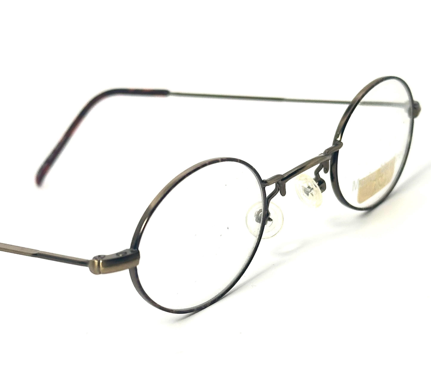 M.Martinelli antique brass retro-Victorian style small oval frames w tortoise enamel details, NOS 80s