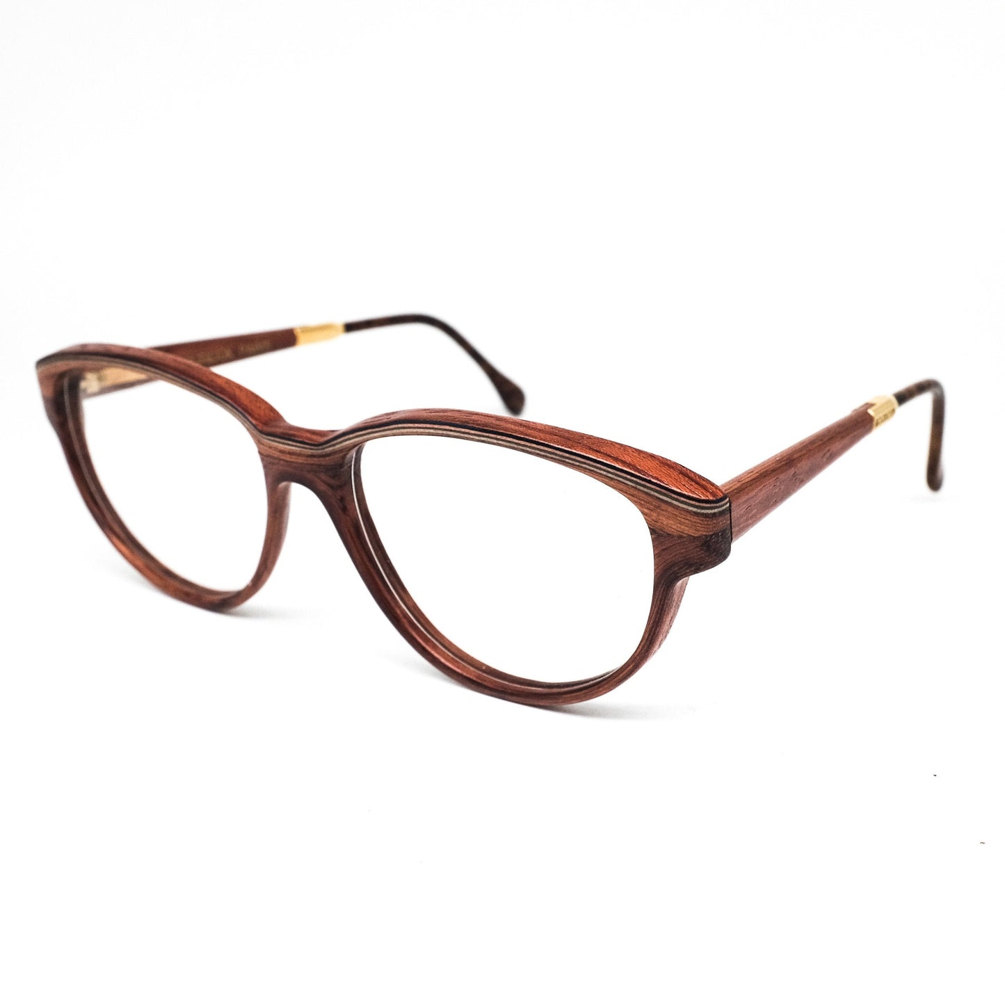 Woodlook Paris real wood cateye eyeglasses frames hand crafted in France, 80s NOS