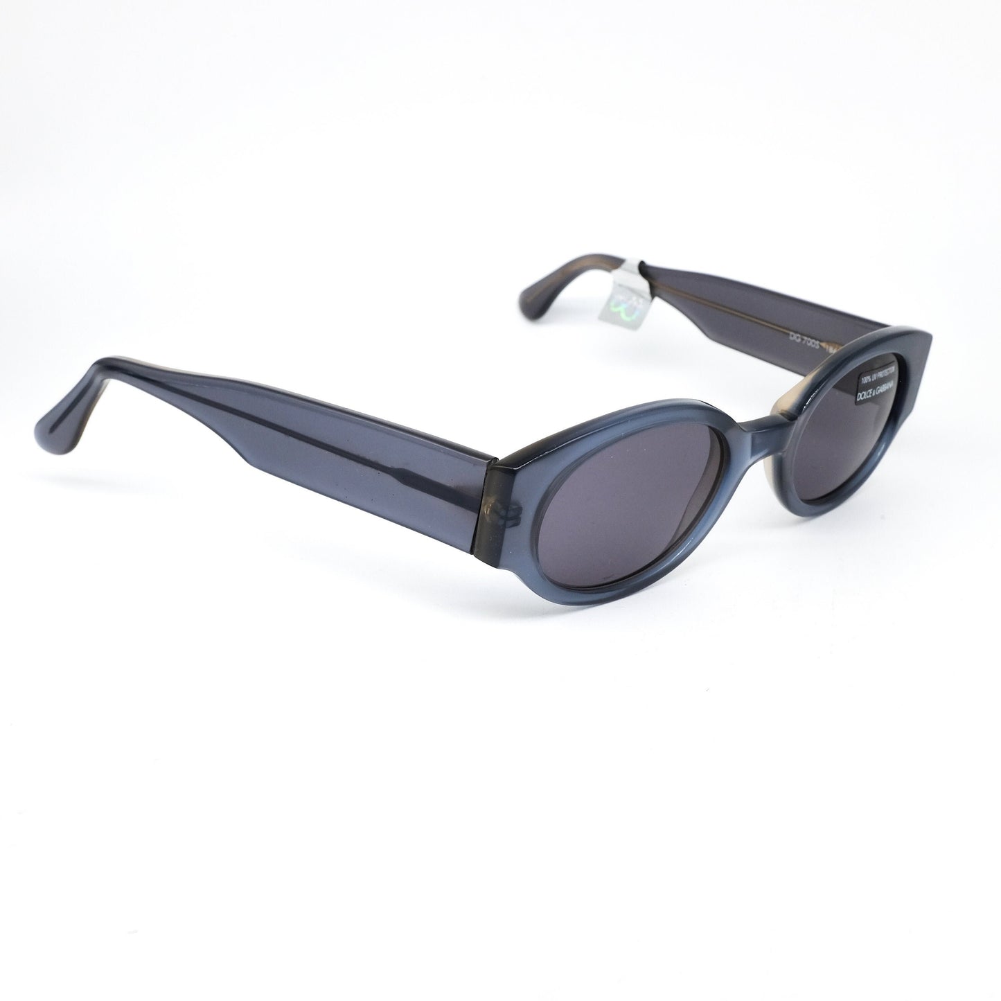 Dolce & Gabbana 700s oval translucent black acetate sunglasses made in Italy, 90s NOS