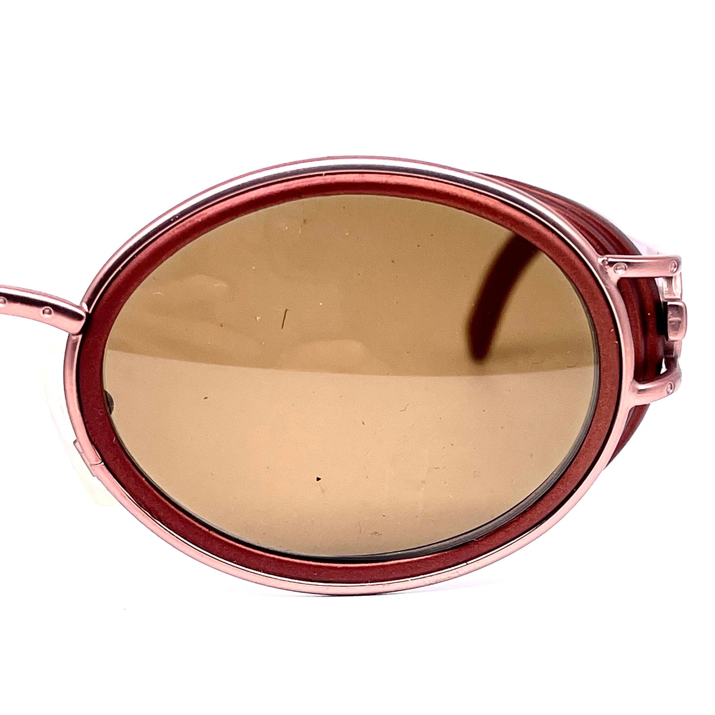 Halifax oval side shield sunglasses in copper color, pure steampunk style made in Italy NOS 90s