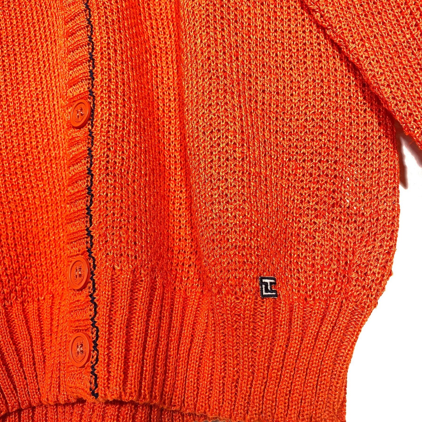 Ted Lapidus BNWT red cotton Linen knit cardigan, yachting style Italy 80s