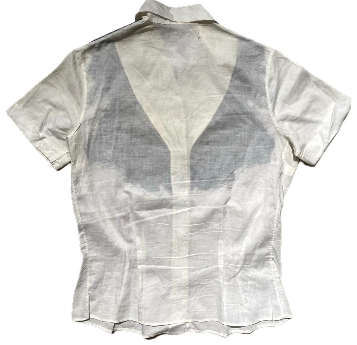 1950s tailor hand-crafted & embroidered rodeo horses and clouds black white cotton blouse, incredible one of a kind pc sz S