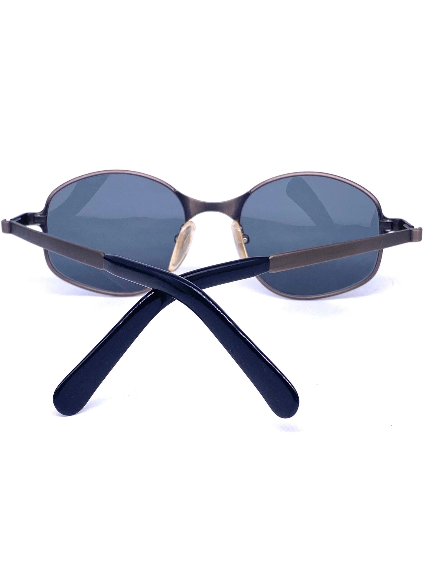 Jean Paul Gaultier 56-1179 steampunk sunglasses, oval wrap shape in 2 brushed metal colors, NOS 90s Japan