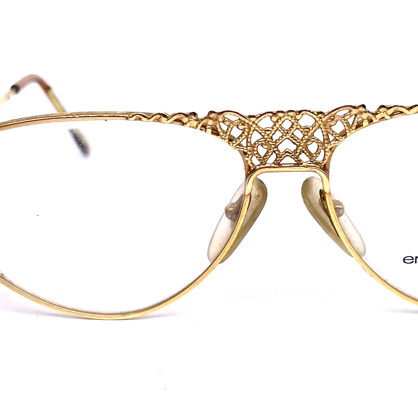 Ungaro 570 by Persol Ratti incredible baroque cutoff golden metal glasses, 80s NOS