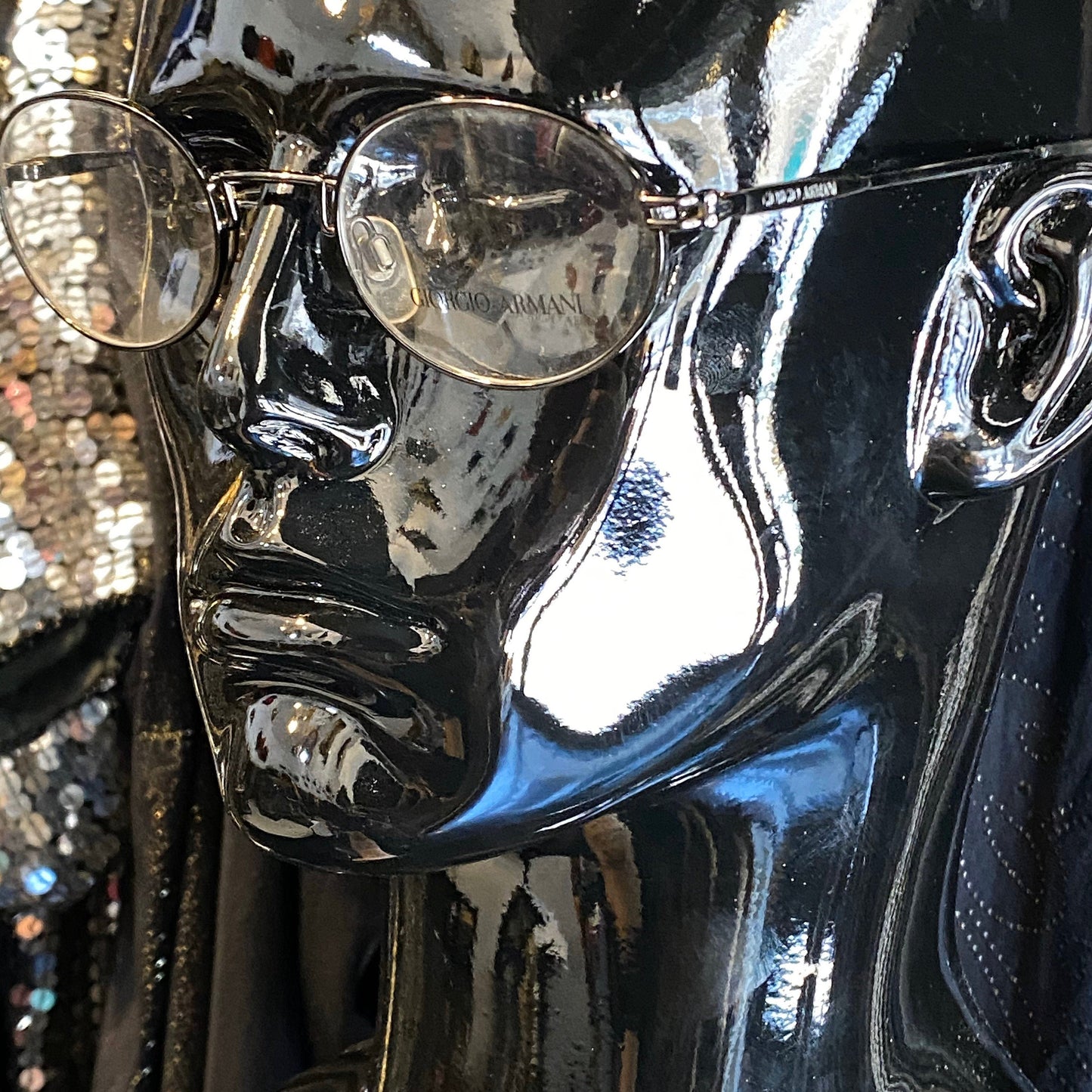 Giorgio Armani minimalist oval black/titanium frames, NOS 80s Italy