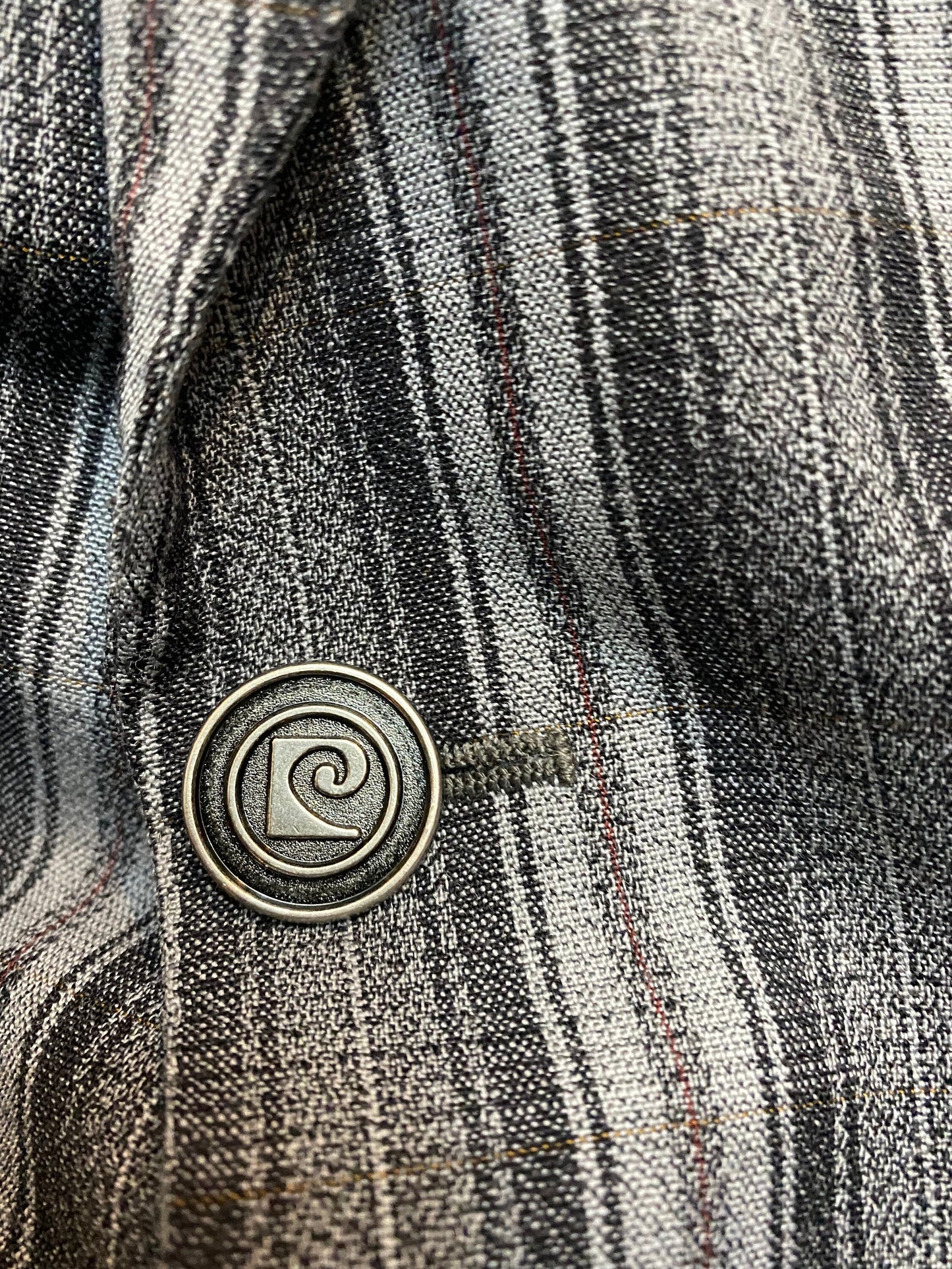 Pierre Cardin Paris pure new wool grey tones  striped blazer jacket with signature buttons, sz 48 mint