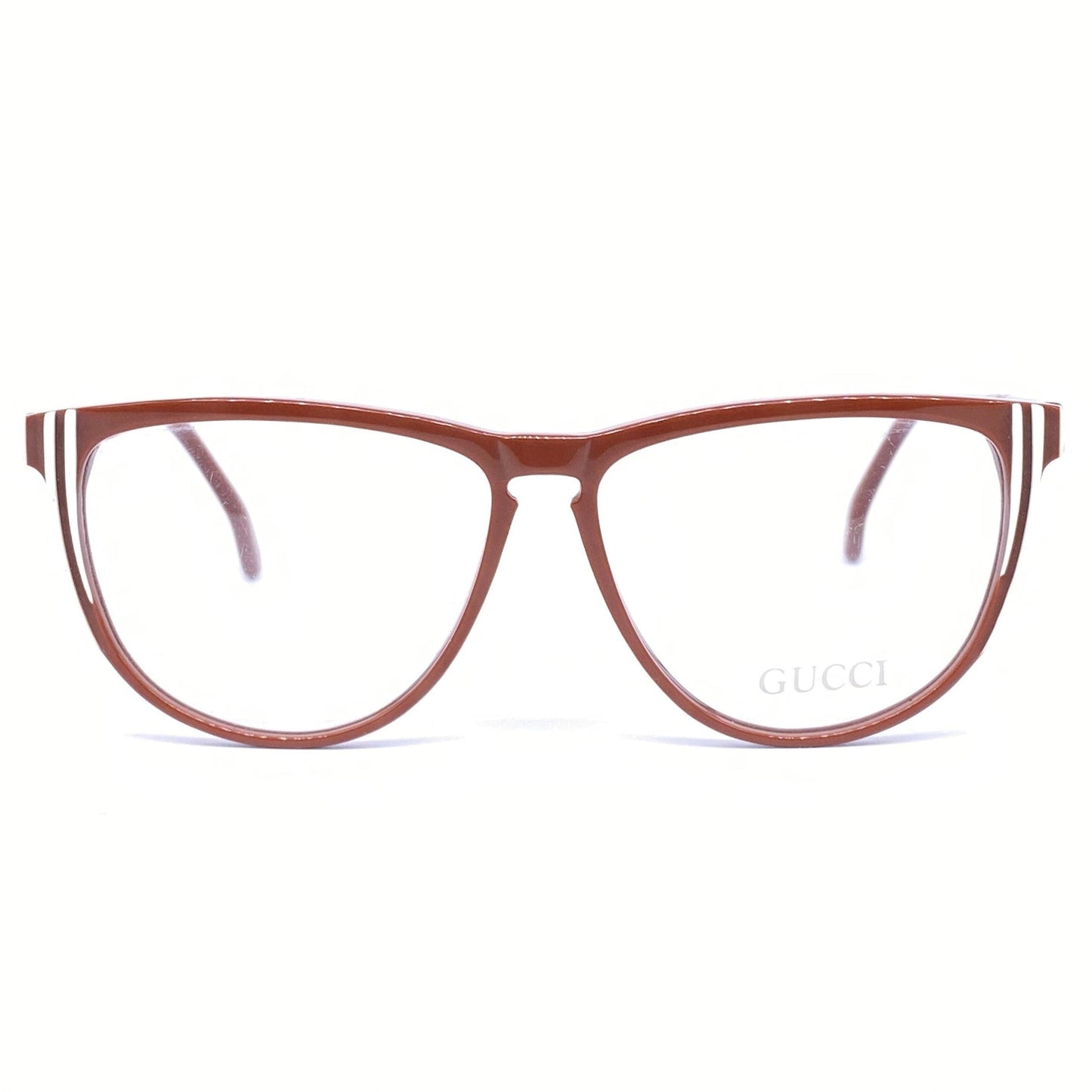 Gucci GG25 brown/white cateye oversized ladies eyeglasses frames, 1980s NoS