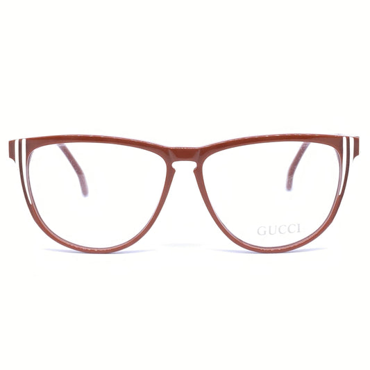 Gucci GG25 brown/white cateye oversized ladies eyeglasses frames, 1980s NoS