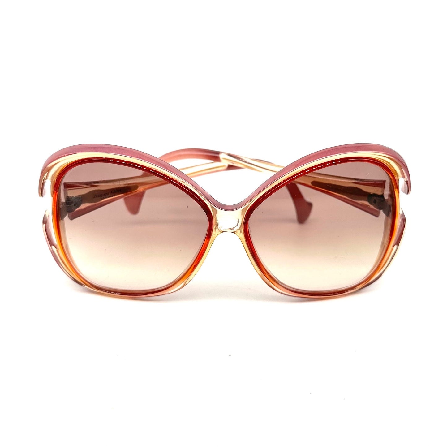 Jacques FATH VERLAINE pink/red spacey oversized sunglasses, 1970s hand made France