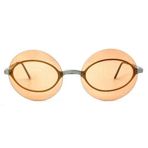 Armani Round Avant Garde Rimless Sunglasses Orange Tinted Lenses,NOS 90s iTA