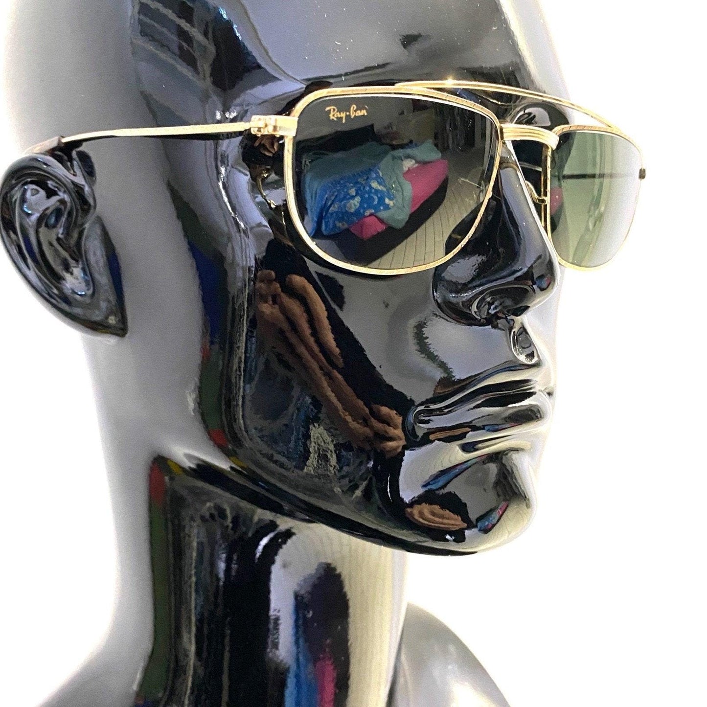 RayBan B&L Arista W1756 square gold aviator sunglasses made in USA, 1980s NOS