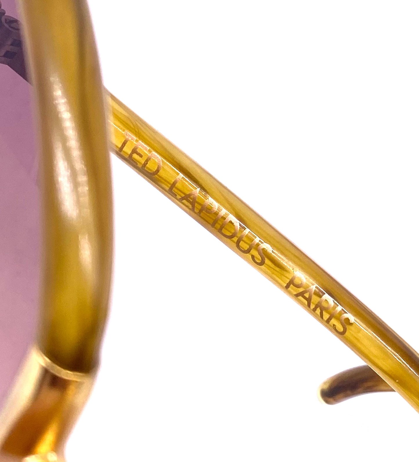 Ted Lapidus Paris amber/gold round oversized sunglasses hand made in France, 70s NOS