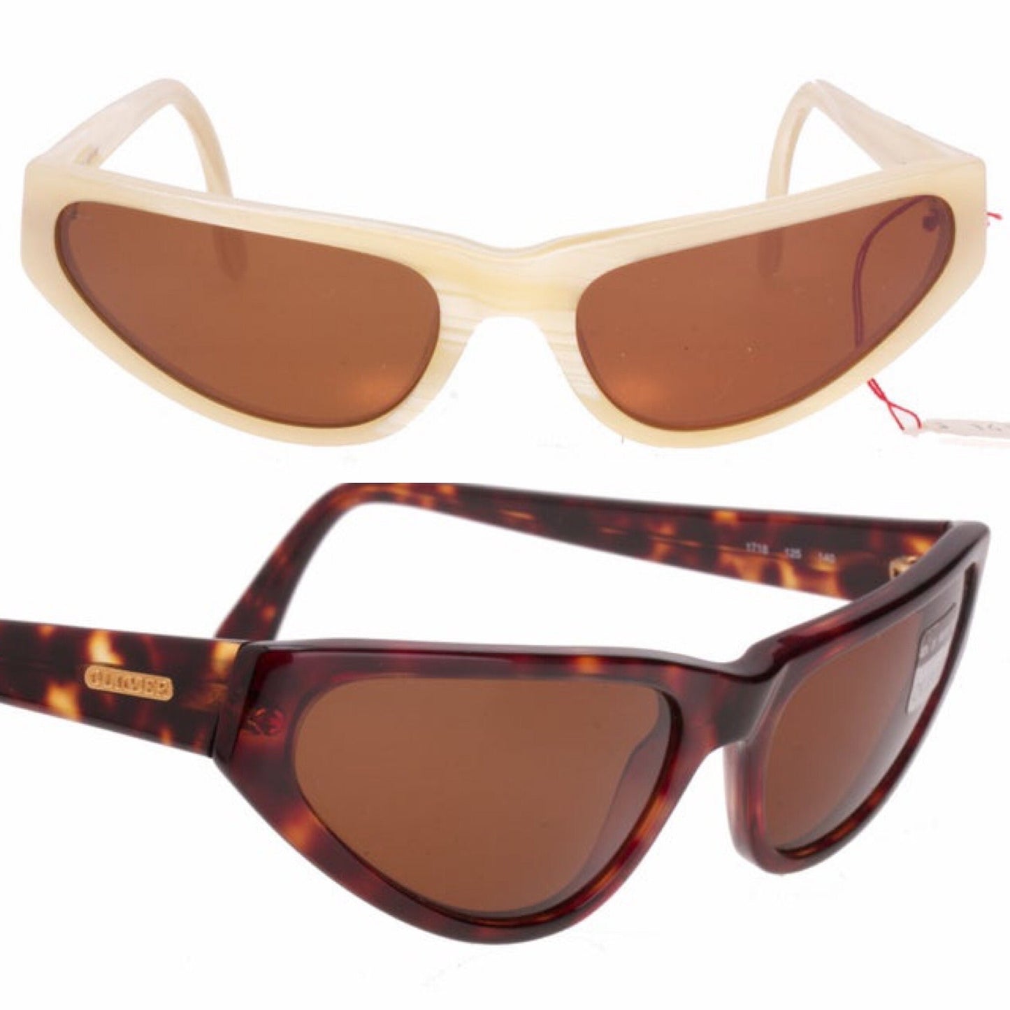 Oliver by Valentino classy pointed cateye sunglasses in tortoise or horn color, made in Italy, 90s NOS