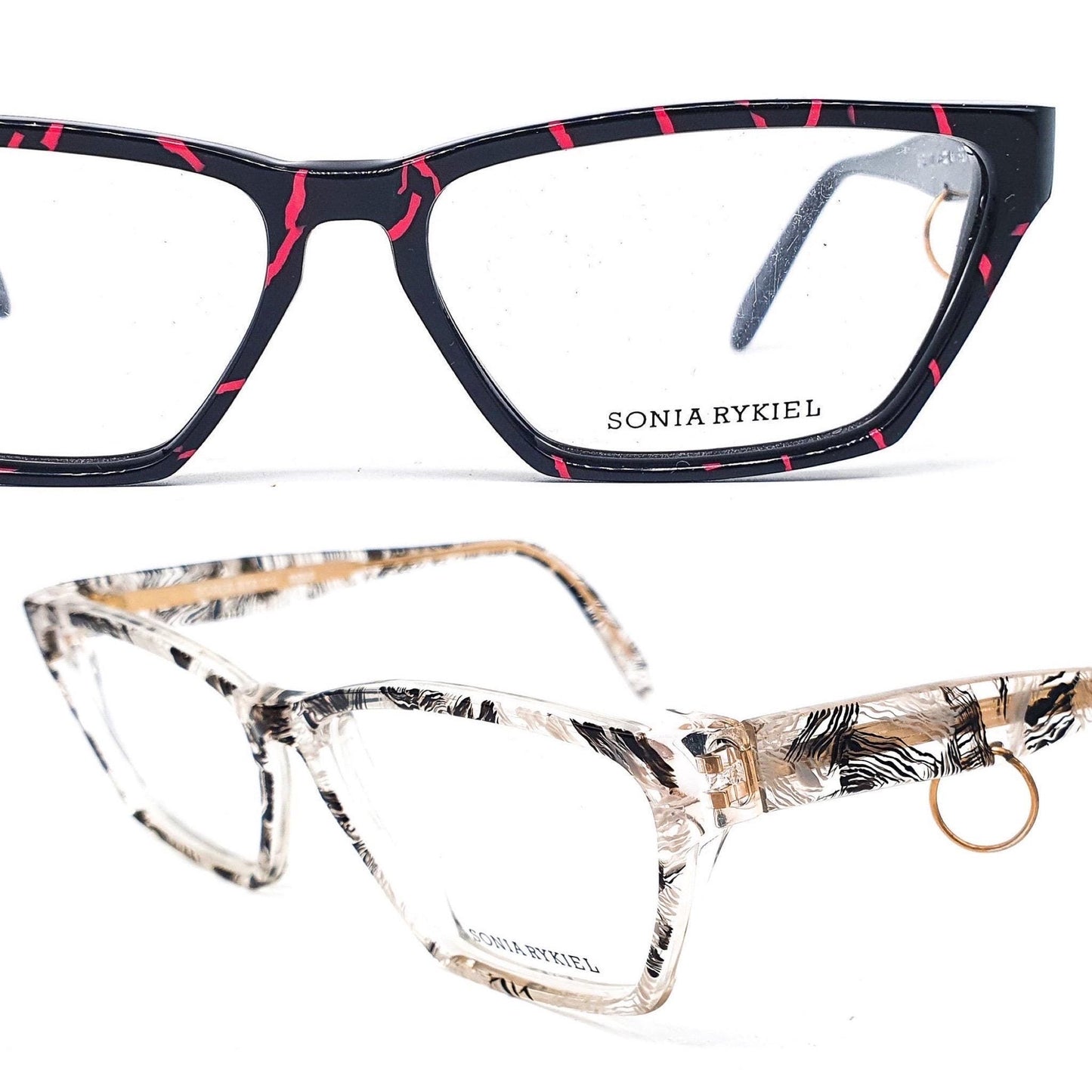 Sonia Rykiel SR-13 new wave cateye square frames in 2 crazy colors, NoS 80s France