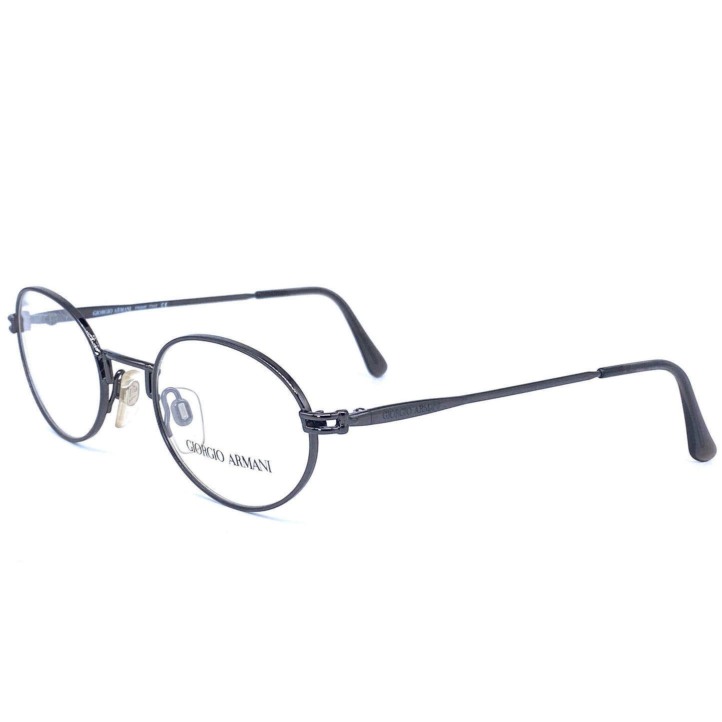 Giorgio Armani minimalist oval black/titanium frames, NOS 80s Italy
