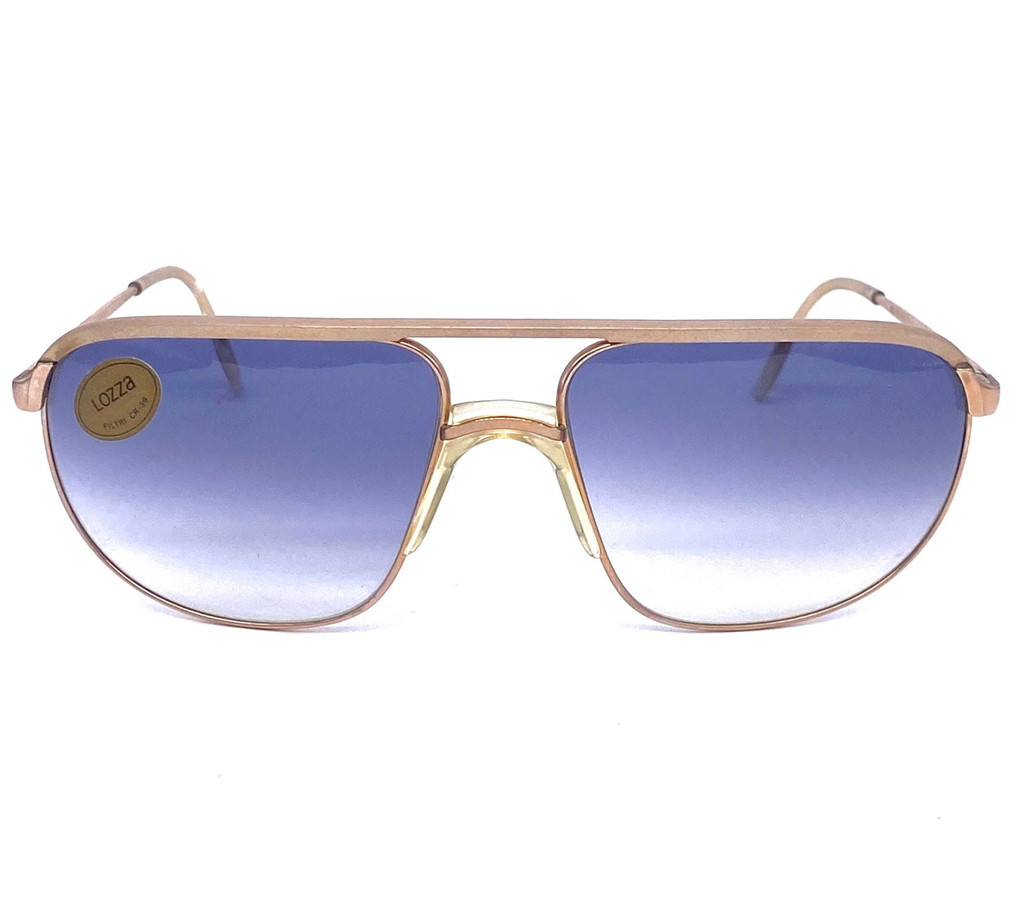 Lozza Linea Profilo 14k rolled gold dbl bridge luxury aviator sunglasses, NoS 70s