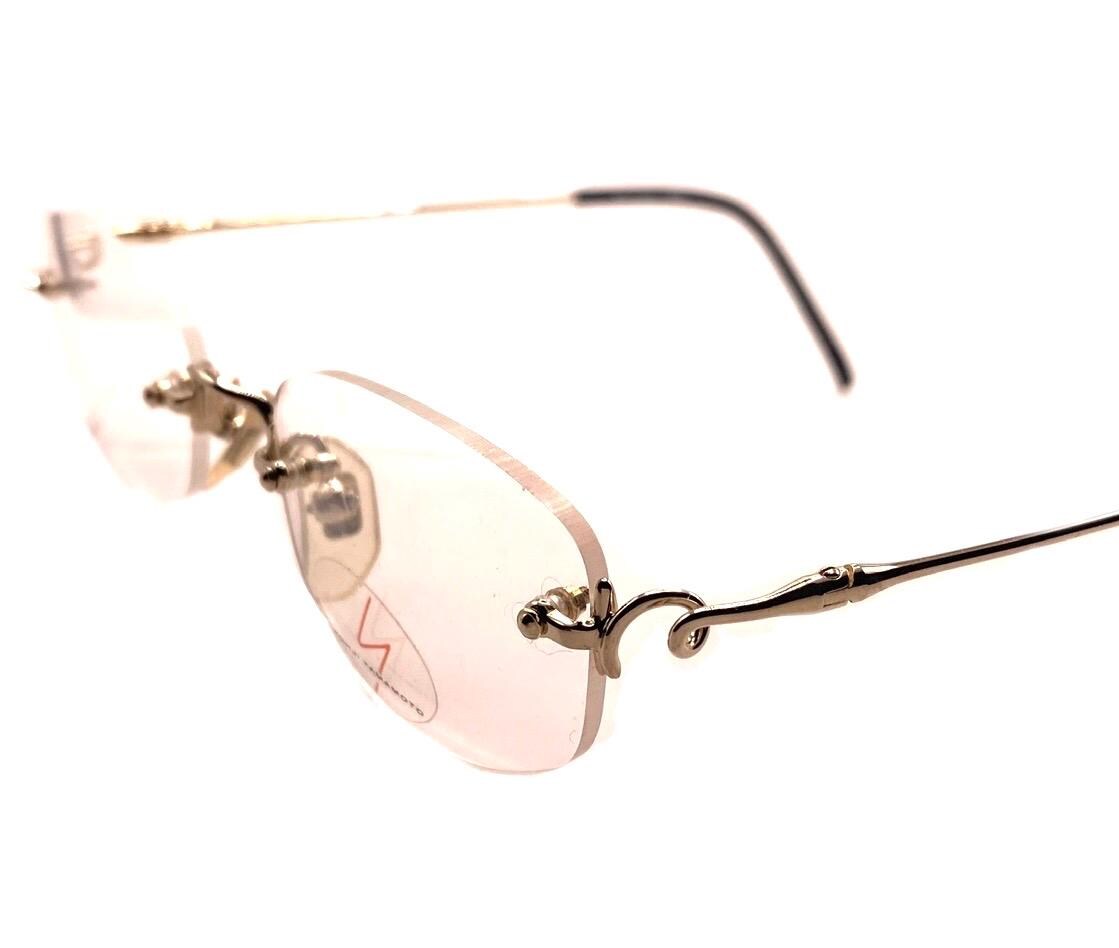 Yohji yamamoto 51-8102 avant garde gold plated rimless glasses frames made in Japan, 90s NOS mint