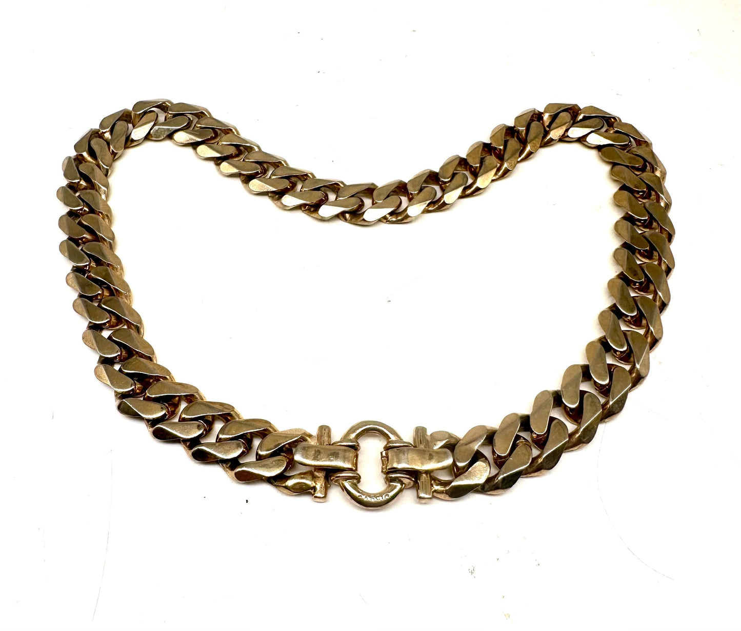 Cascio High fashion jewellery golden Cuban links chain w custom signature closure, very good condition