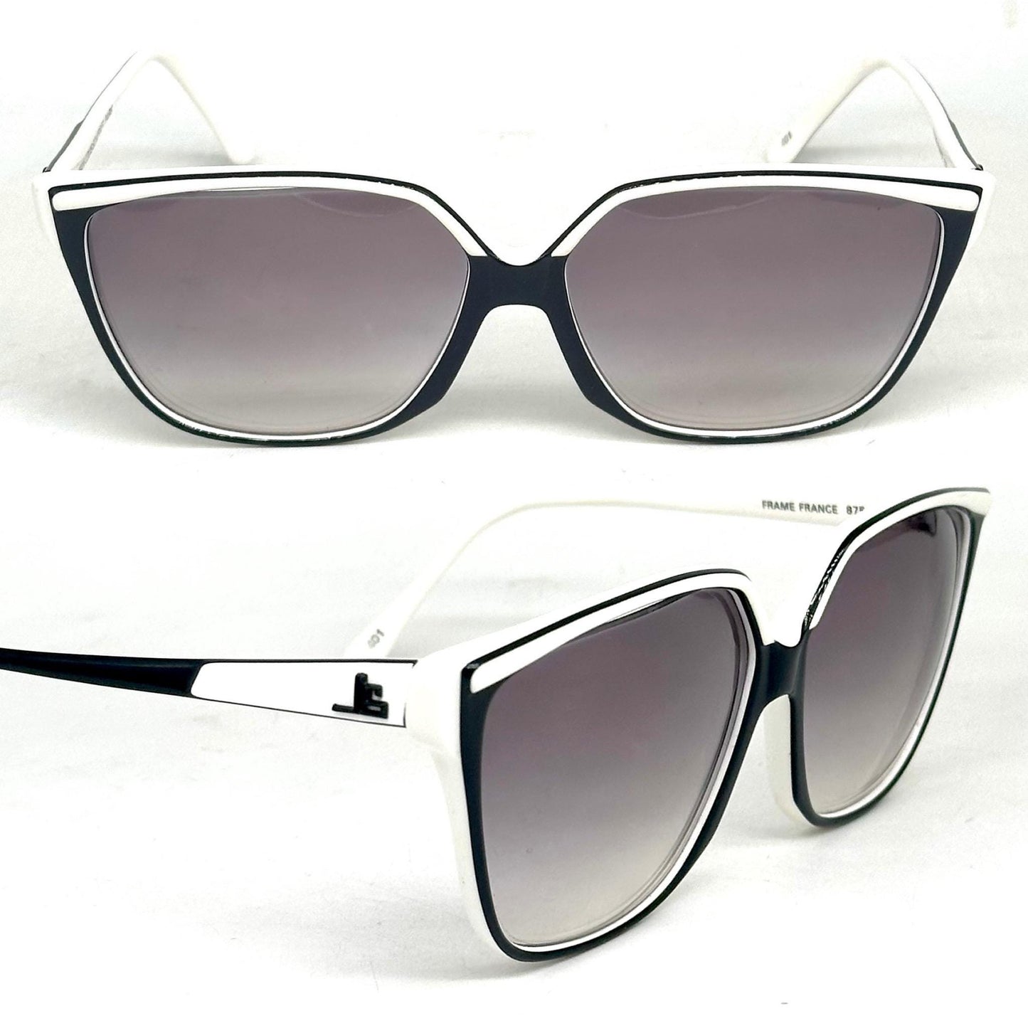Jean-Louis Scherrer Paris frame 875 black and white futuristic design oversize sunglasses. 90s NOS France