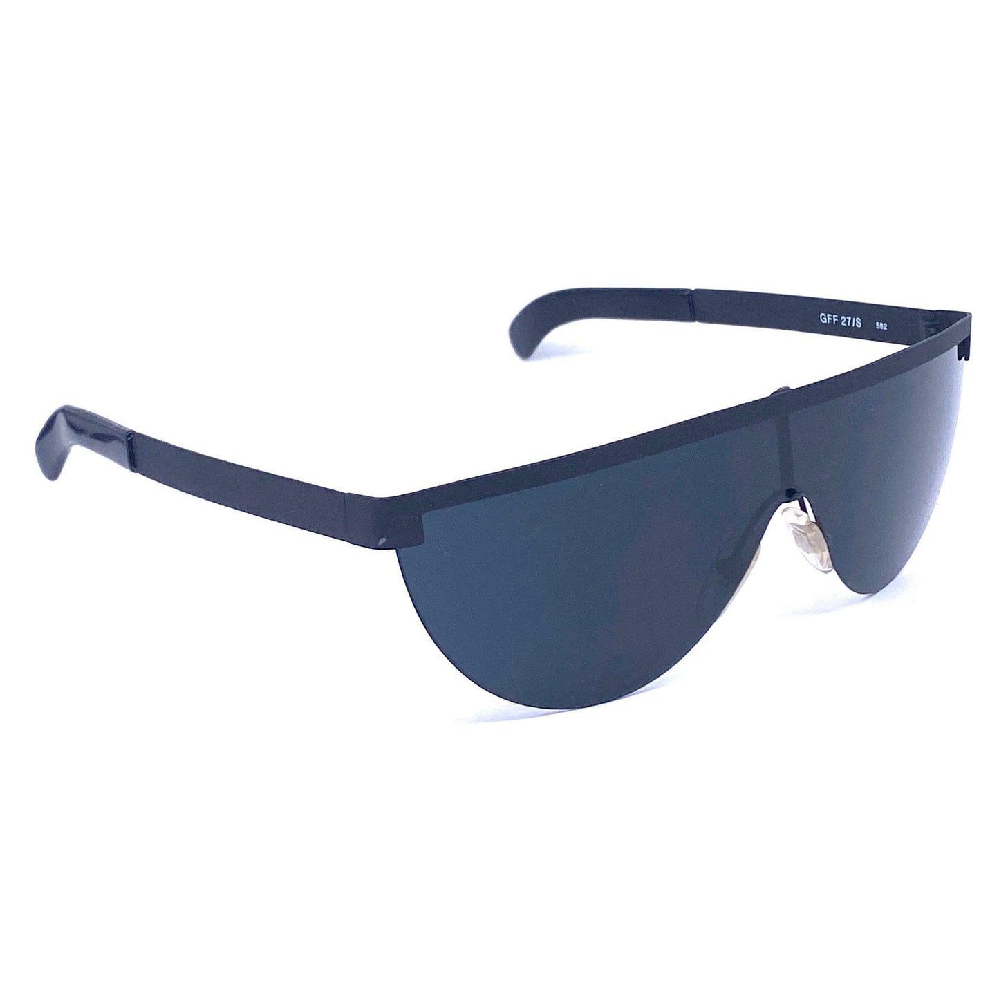 Gianfranco Ferre GFF27 Matt black shield sunglasses 90s Italy NOS