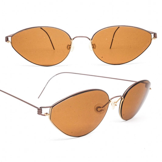 Lindberg minimalist ultra light cateye sunglasses w brown antiglare lenses. 80s Denmark NOS