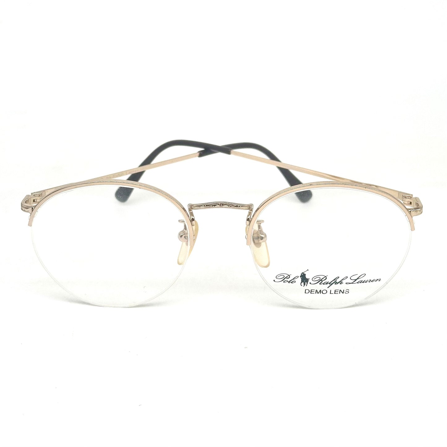 Ralph Lauren Polo Classic XX old school pantos eyeglasses frames w half rimmed mount, NOS 80s Italy