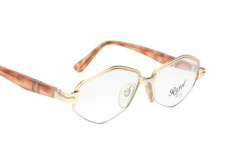 Persol Ratti Athena by Alain Mikli golden hexagonal eyeglasses frames NOS 80s