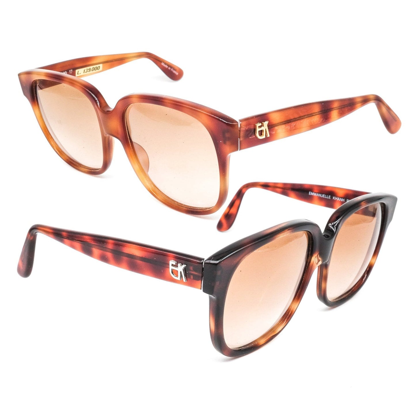Emmanuelle Khanh square oversized Demi blonde tortoise sunglasses, 1980s NoS