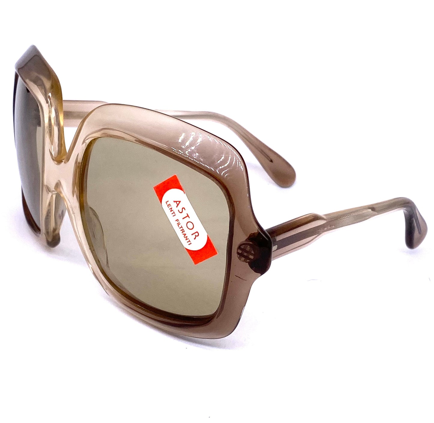 Astor square oversized sunglasses fading translucent cello 1960s NOS Italy