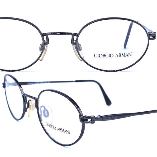 Giorgio Armani minimalist oval black/titanium frames, NOS 80s Italy