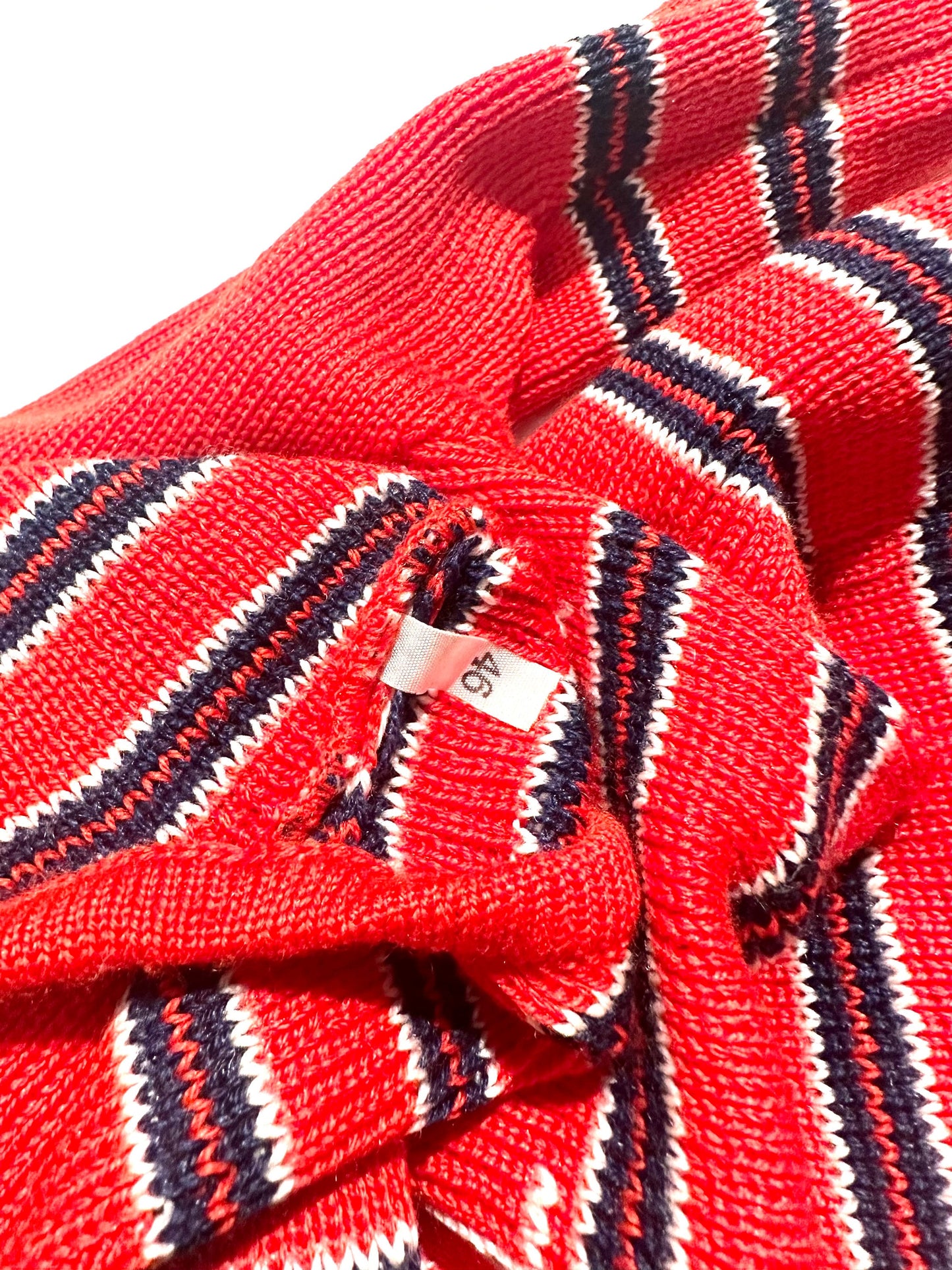 MmaBéne 1970s preppy red/navy/white striped wool knit short sleeved ladies top/ t-shirt, BNWT