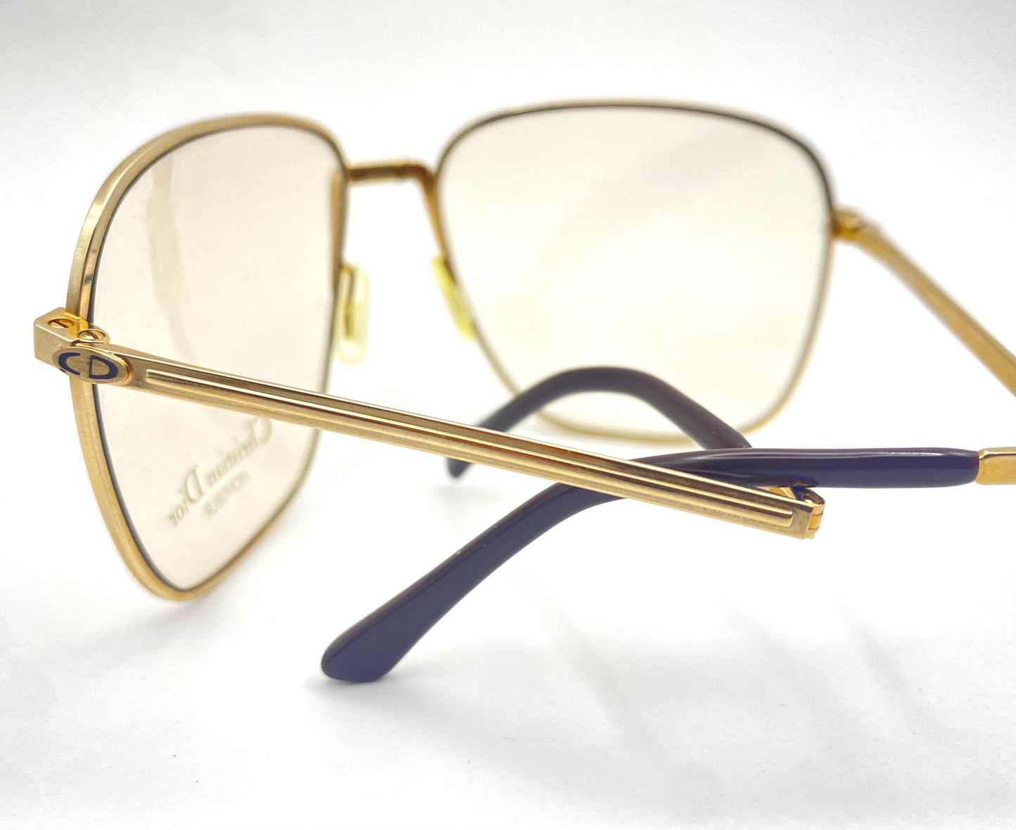 Dior Monsieur 2287 folding square gold glasses frames made in Austria in the 80s, NOS mint