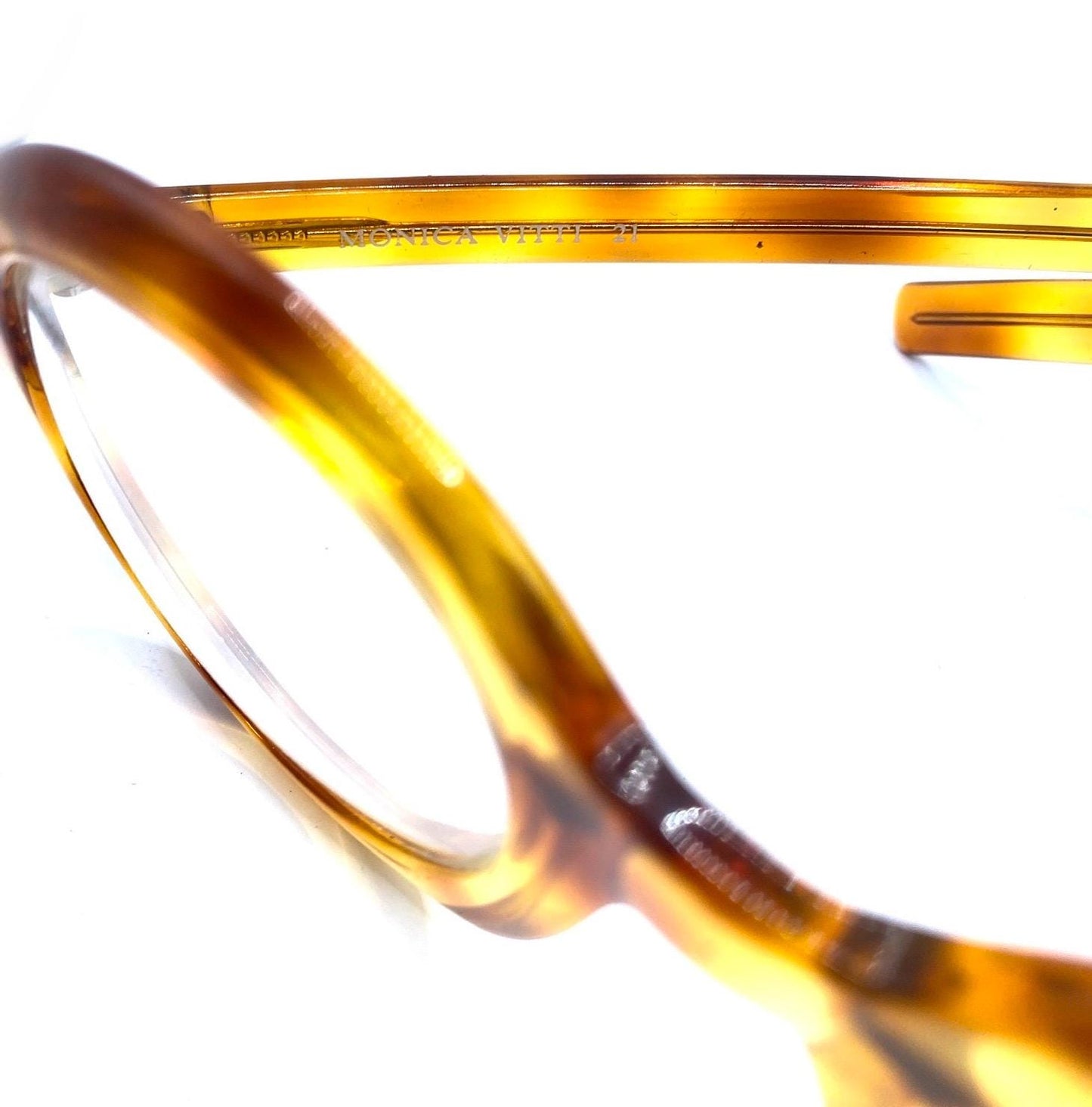 M Vitti cool round oversized light tortoise eyeglasses hand made in Italy, 80s NOS