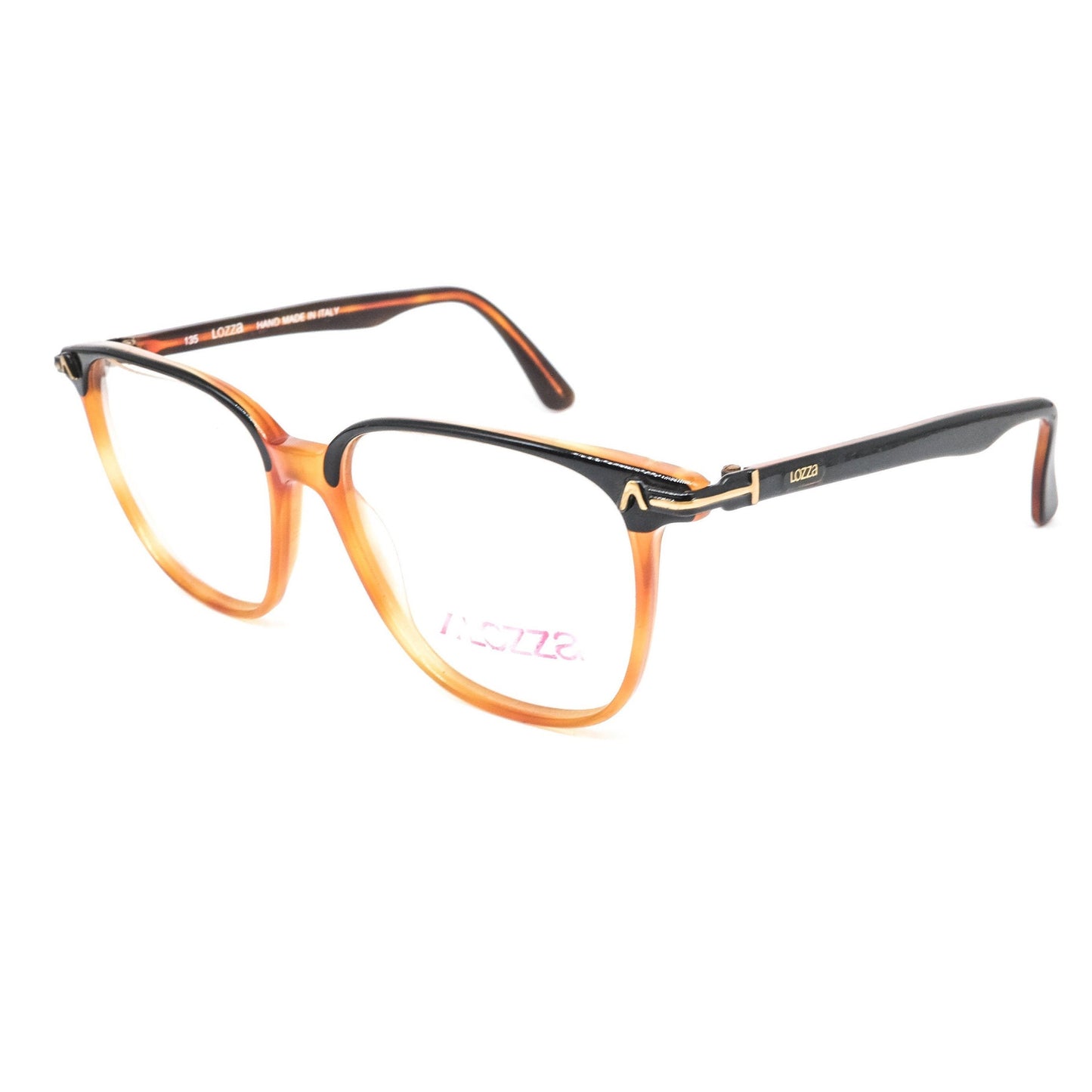 Lozza jazz brown/black  cellulose square eyeglasses frames, 1970’s  NOS Italy